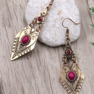 Bead Engraved Geometric statement Earrings